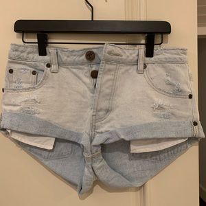 ONE TEASPOON LIGHT WASH DENIM SHORTS